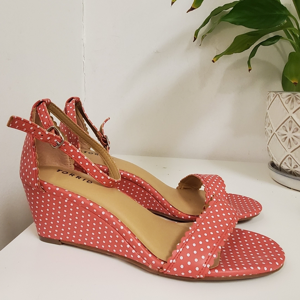 Torrid Pink Polka Dot Wedge Sandal